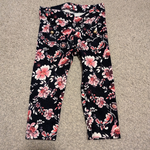Janie and Jack Black Floral Leggings - Picture 1 of 3